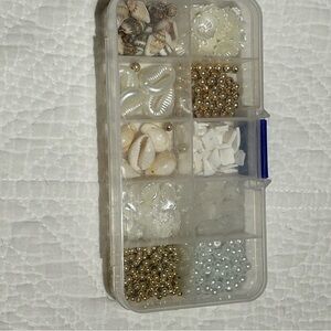 Clear Storage Box with Assorted Beads and Shells